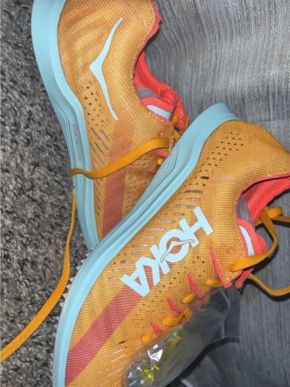 Hoka Women's Orange and Light Blue Road Running Shoes